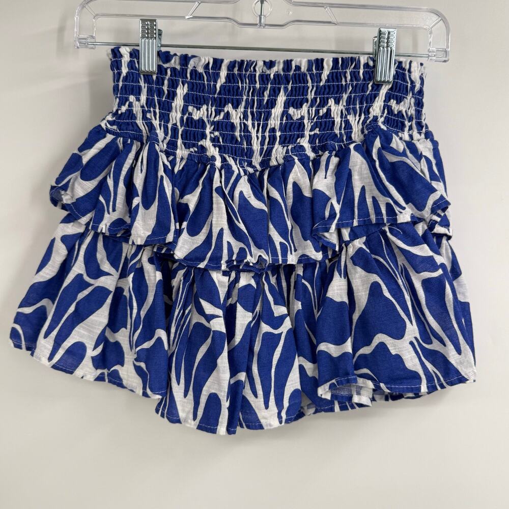 Blanco by Nature Cotton Mini Skort Womens Medium Blue White Ruffle Trim